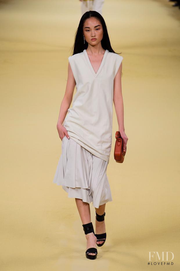 Jing Wen featured in  the Hermès fashion show for Spring/Summer 2015