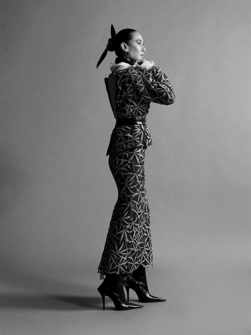 Ayuol Manyok featured in  the Toni Maticevski advertisement for Pre-Fall 2025