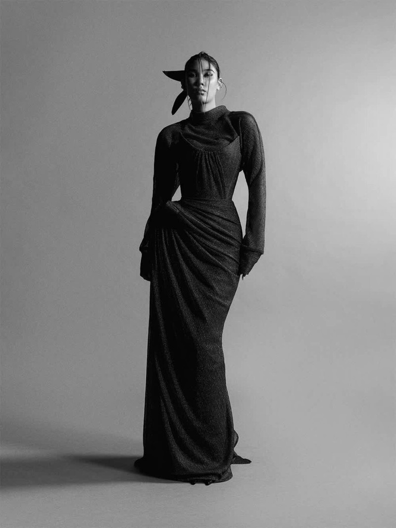 Ayuol Manyok featured in  the Toni Maticevski advertisement for Pre-Fall 2025