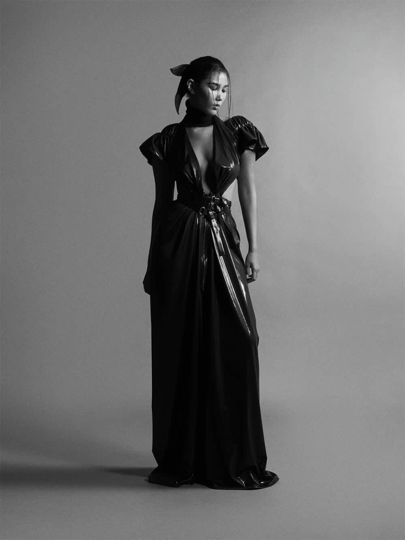 Ayuol Manyok featured in  the Toni Maticevski advertisement for Pre-Fall 2025