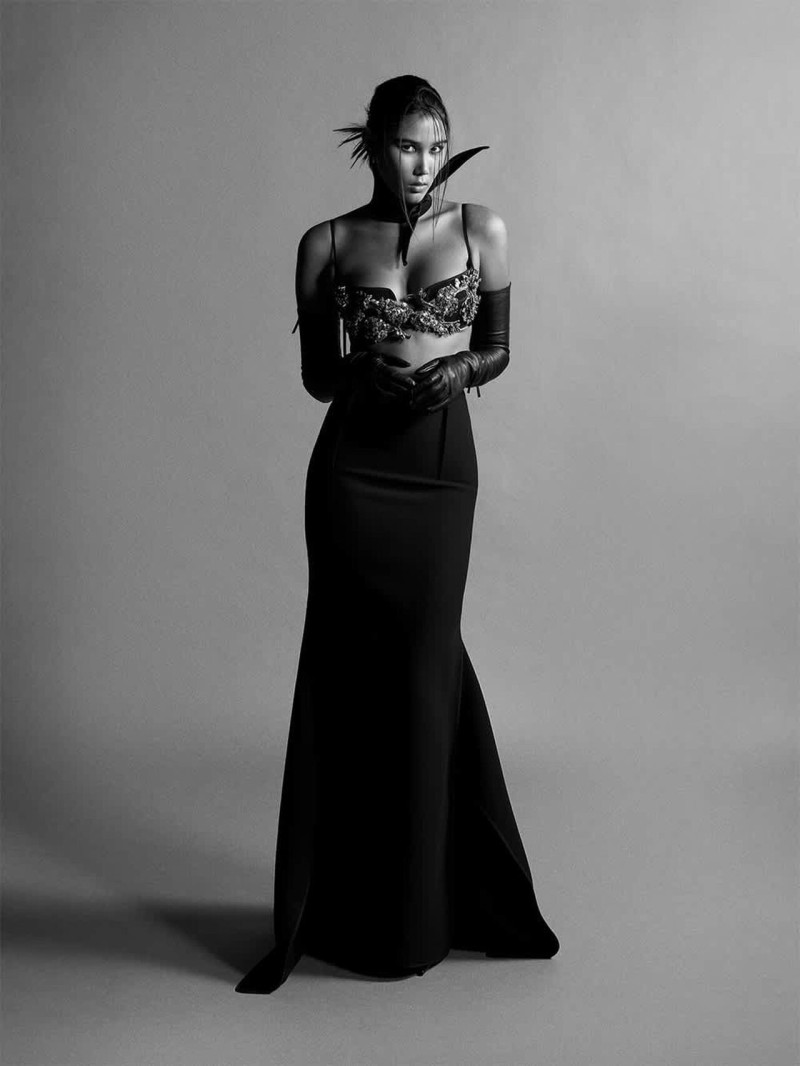 Ayuol Manyok featured in  the Toni Maticevski advertisement for Pre-Fall 2025