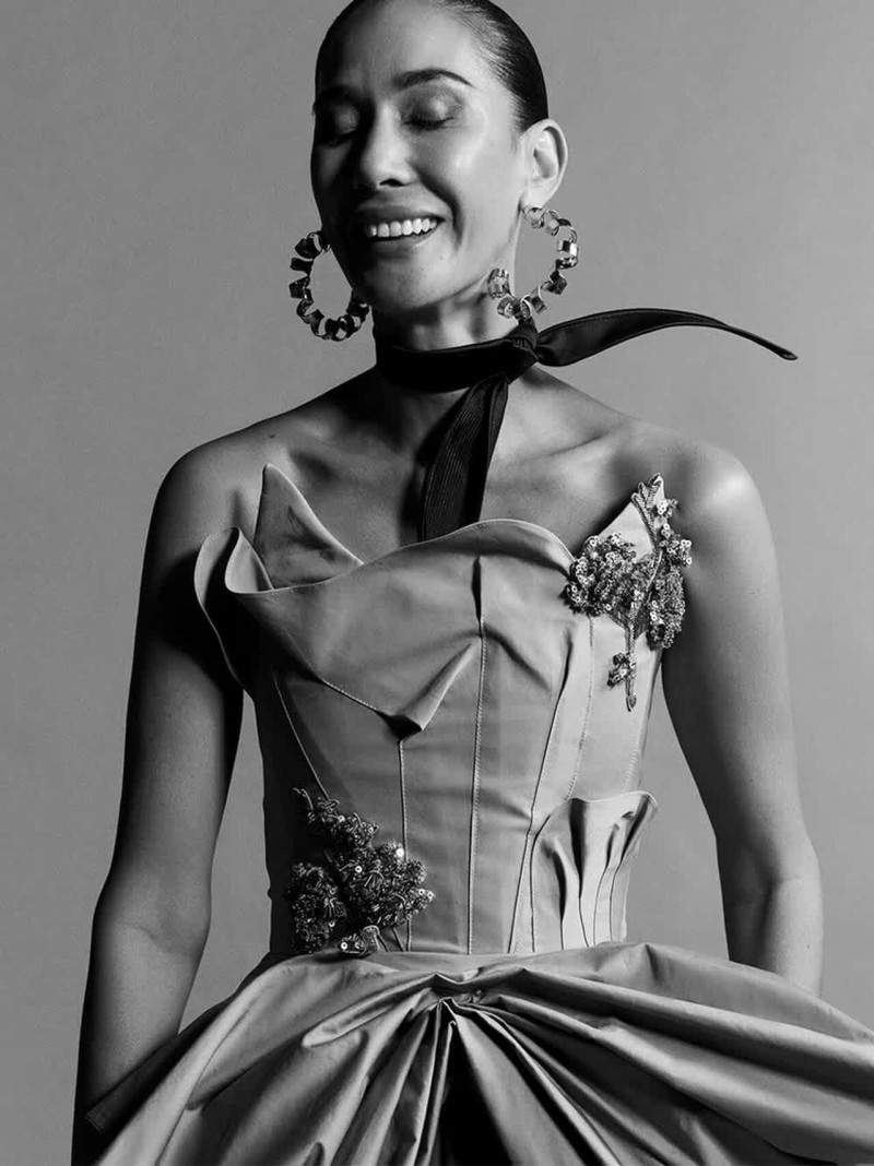 Ayuol Manyok featured in  the Toni Maticevski advertisement for Pre-Fall 2025