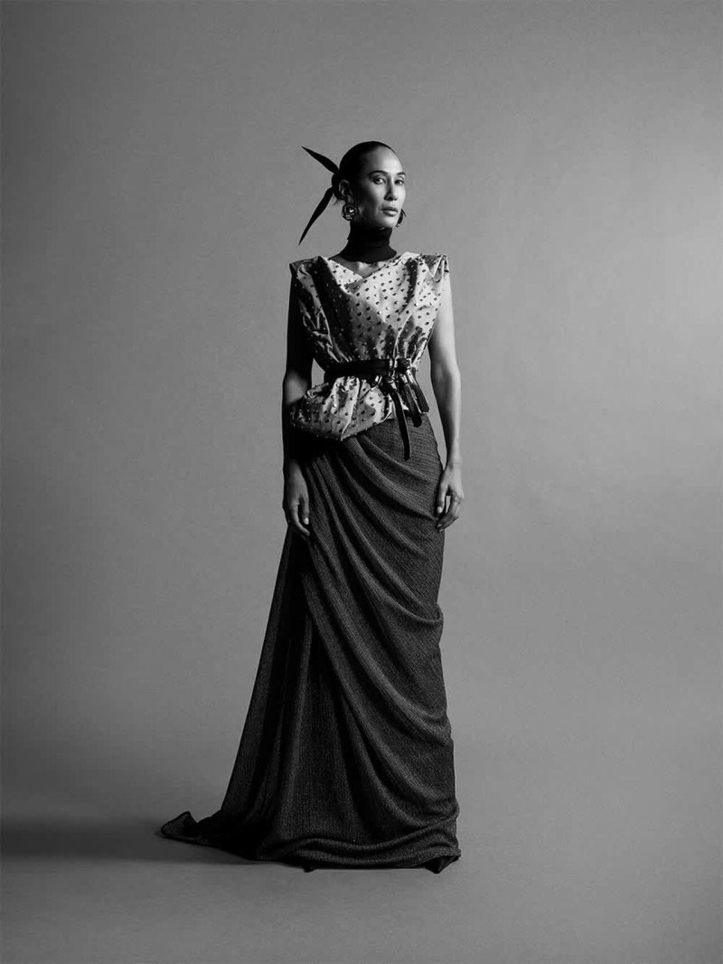 Ayuol Manyok featured in  the Toni Maticevski advertisement for Pre-Fall 2025