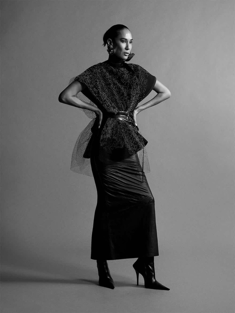 Ayuol Manyok featured in  the Toni Maticevski advertisement for Pre-Fall 2025