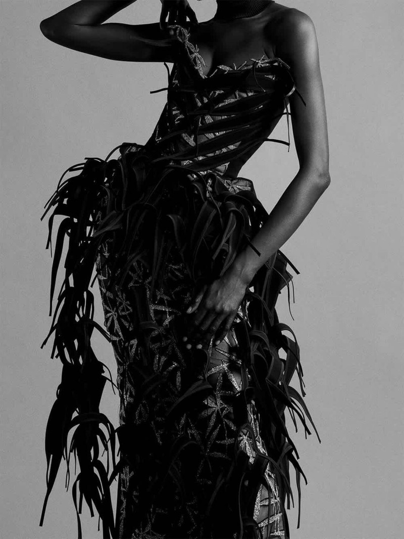 Ayuol Manyok featured in  the Toni Maticevski advertisement for Pre-Fall 2025