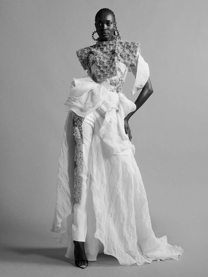 Ayuol Manyok featured in  the Toni Maticevski advertisement for Pre-Fall 2025