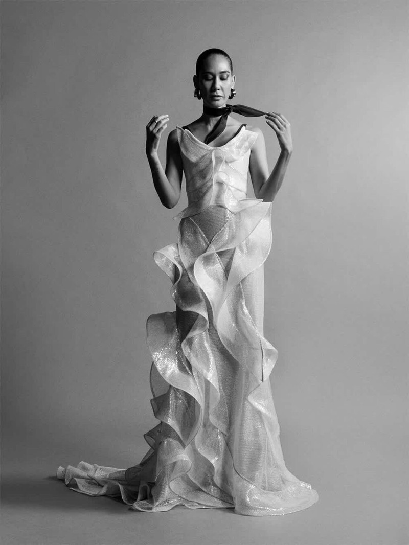 Ayuol Manyok featured in  the Toni Maticevski advertisement for Pre-Fall 2025