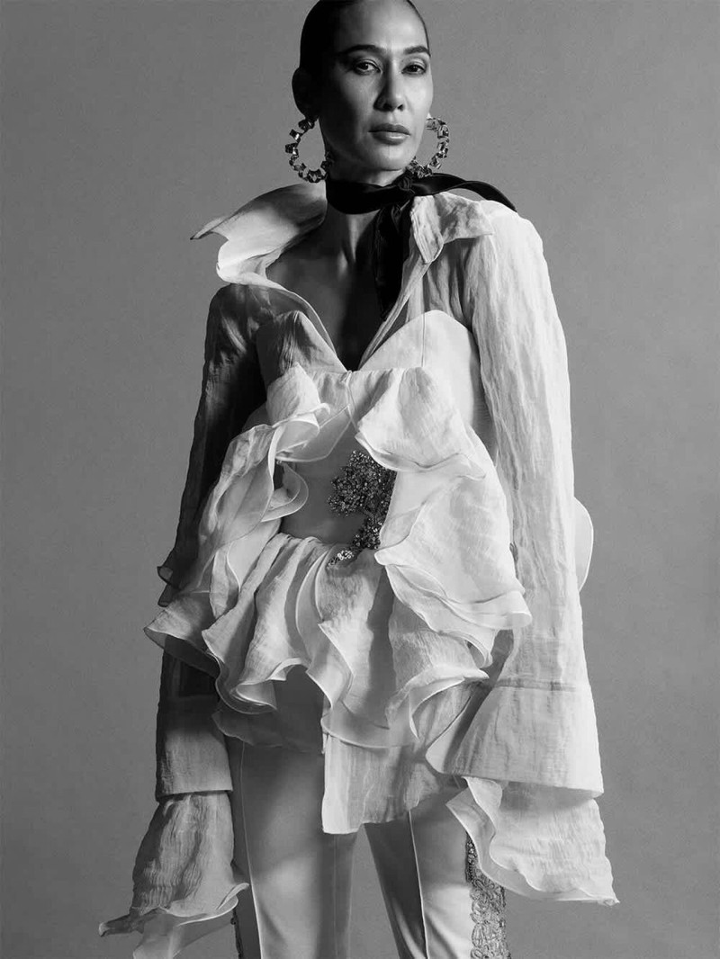 Ayuol Manyok featured in  the Toni Maticevski advertisement for Pre-Fall 2025