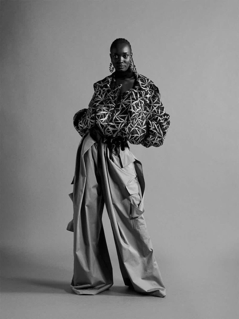 Ayuol Manyok featured in  the Toni Maticevski advertisement for Pre-Fall 2025