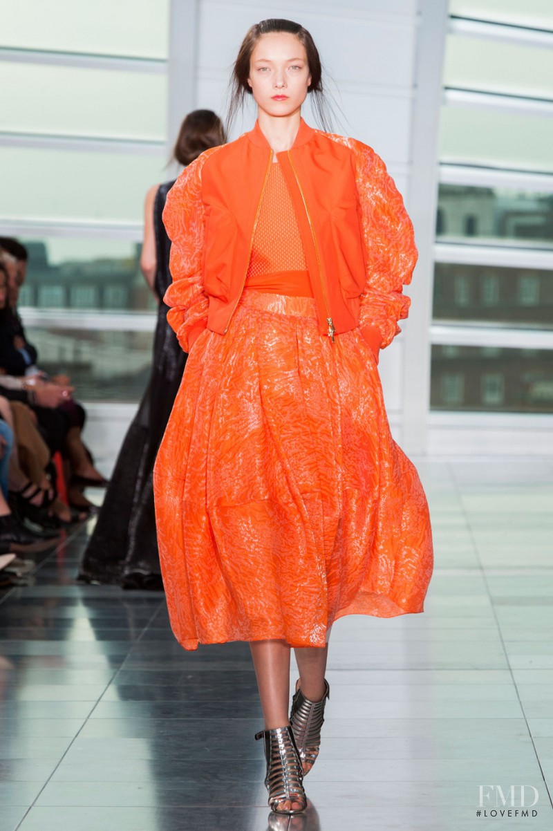 Yumi Lambert featured in  the Antonio Berardi fashion show for Spring/Summer 2015