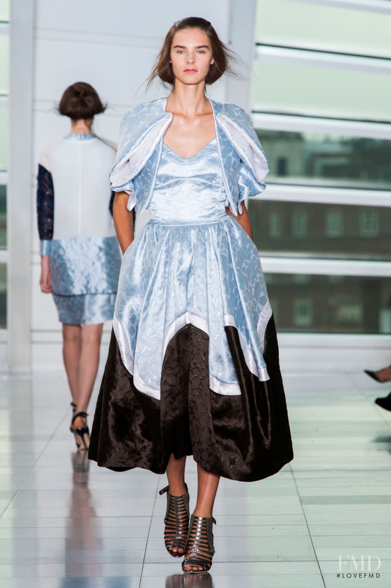 Olivia David featured in  the Antonio Berardi fashion show for Spring/Summer 2015