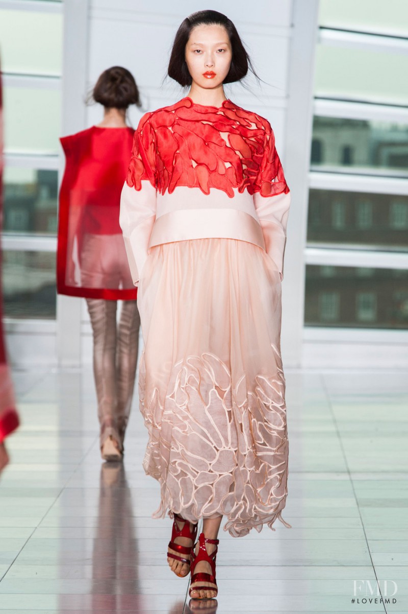 Sung Hee Kim featured in  the Antonio Berardi fashion show for Spring/Summer 2015