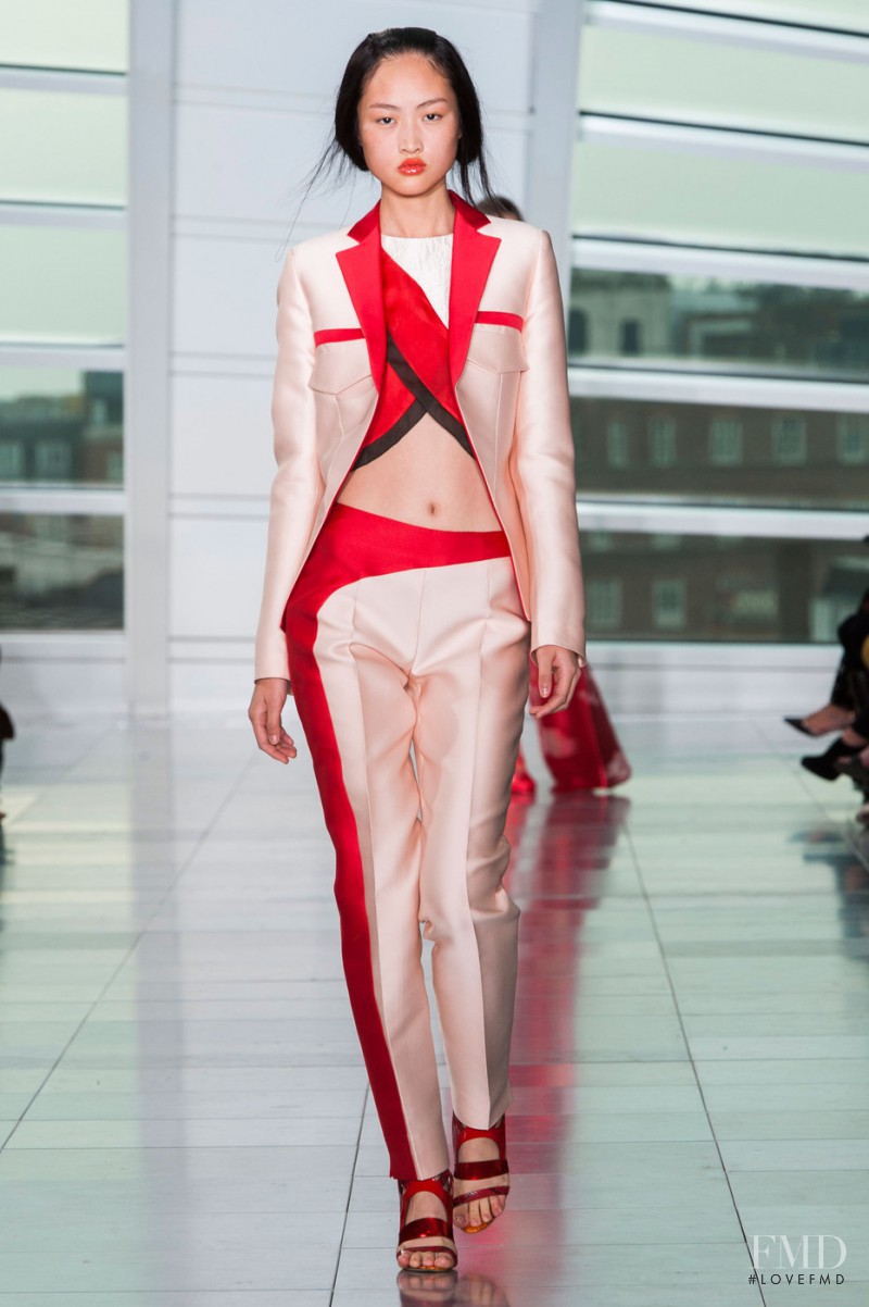 Jing Wen featured in  the Antonio Berardi fashion show for Spring/Summer 2015