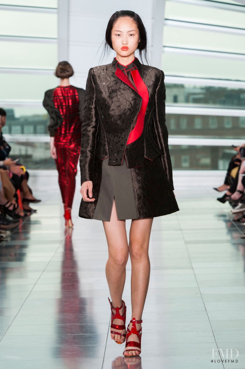Jing Wen featured in  the Antonio Berardi fashion show for Spring/Summer 2015