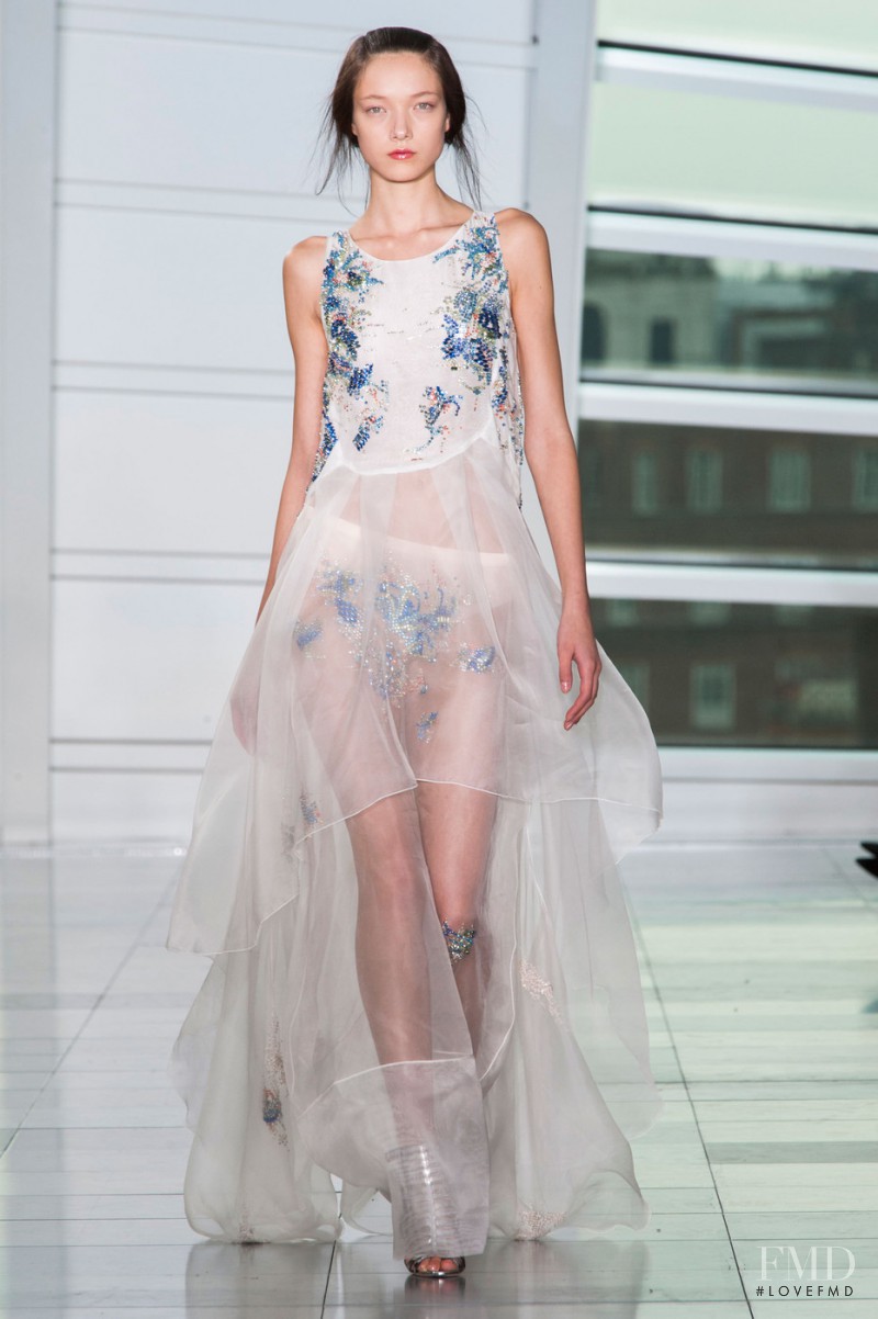 Yumi Lambert featured in  the Antonio Berardi fashion show for Spring/Summer 2015