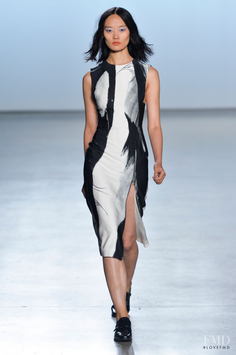 Xiao Xing Li featured in  the Sally LaPointe fashion show for Spring/Summer 2015