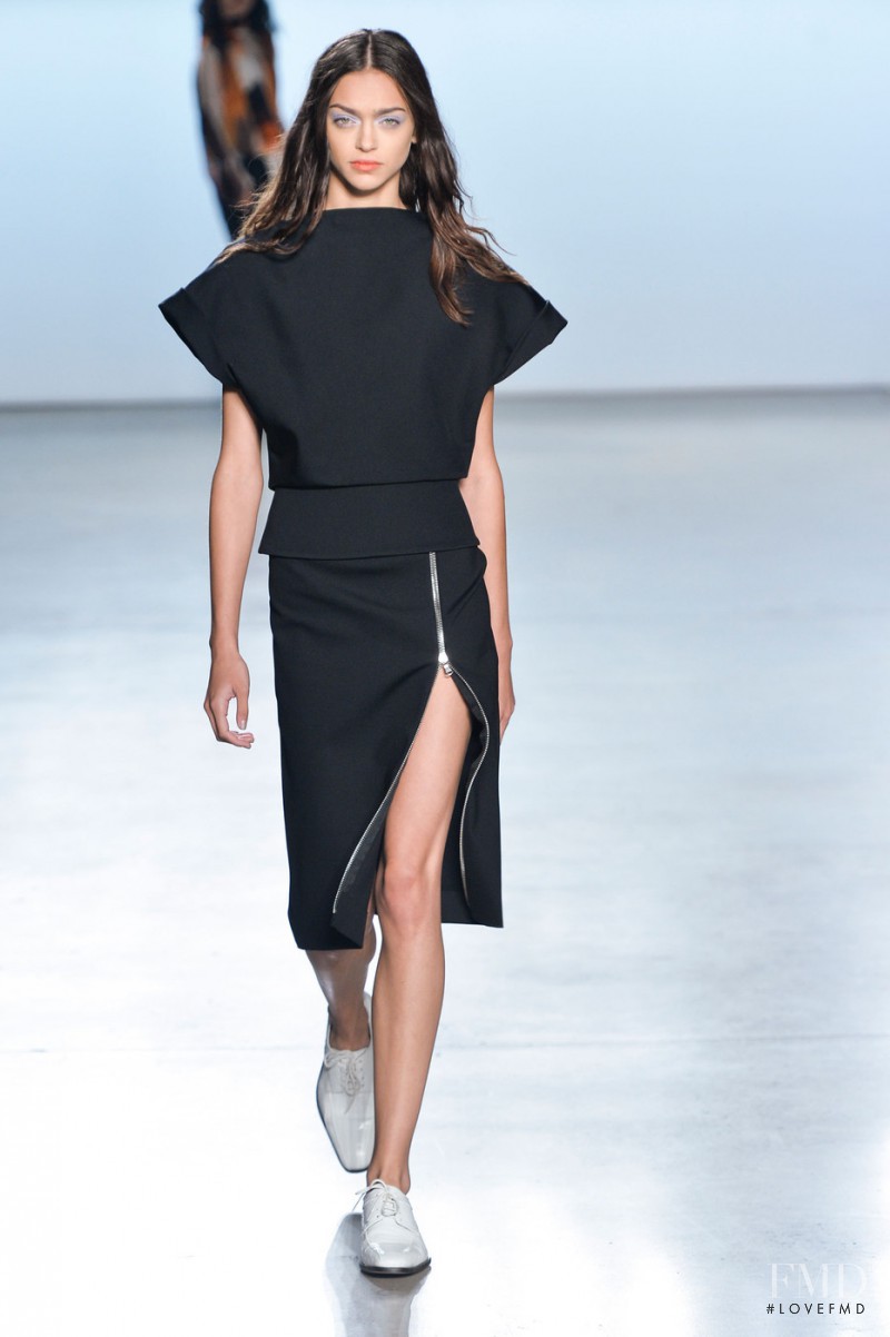 Zhenya Katava featured in  the Sally LaPointe fashion show for Spring/Summer 2015