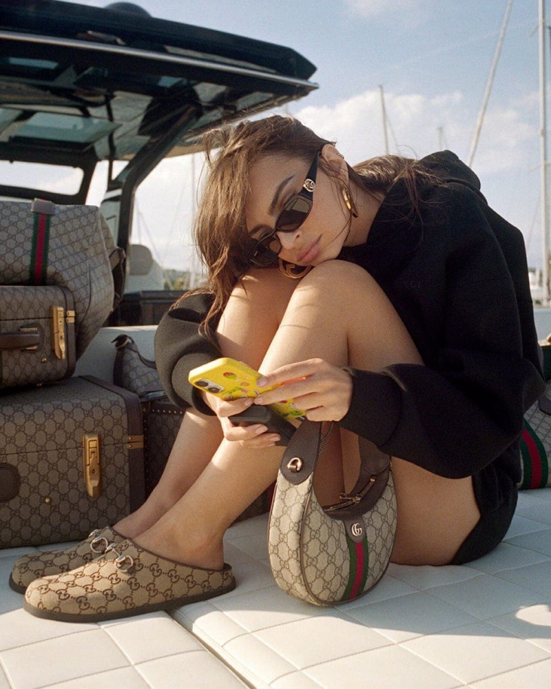 Emily Ratajkowski featured in  the Gucci gg obsession 2025 (gg monogram) advertisement for Pre-Fall 2025