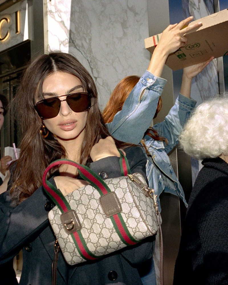 Emily Ratajkowski featured in  the Gucci gg obsession 2025 (gg monogram) advertisement for Pre-Fall 2025