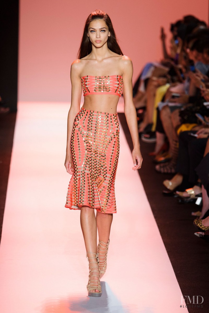 Zhenya Katava featured in  the Herve Leger fashion show for Spring/Summer 2015