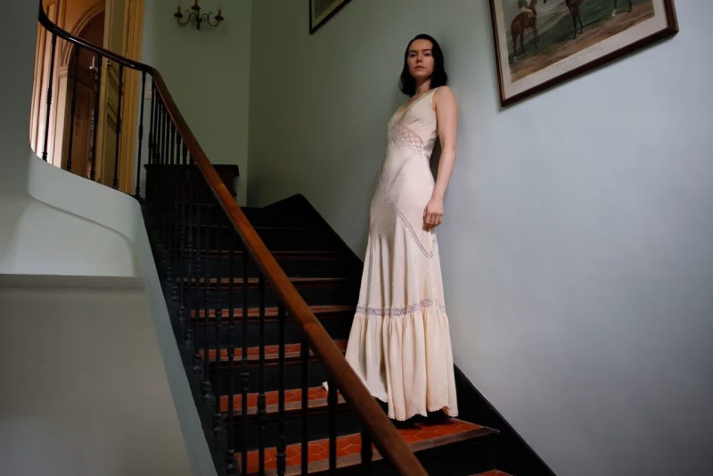 Betsy Gaghan featured in  the Miu Miu advertisement for Pre-Fall 2025
