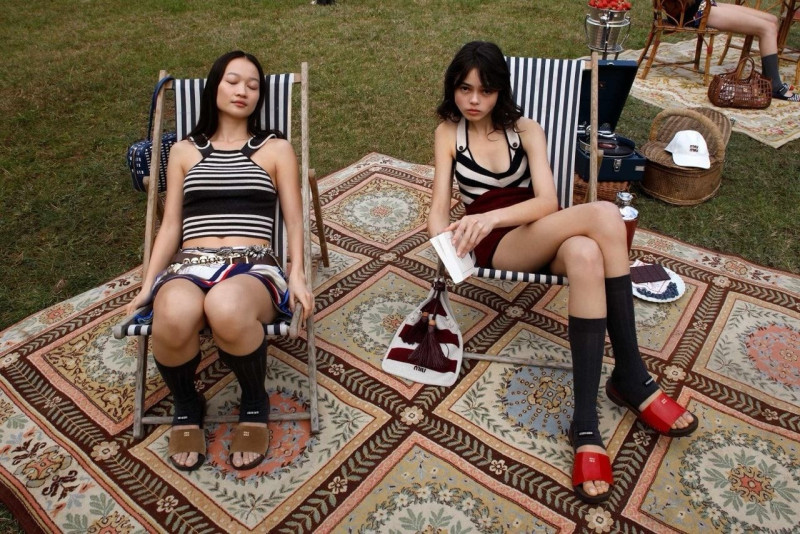 Betsy Gaghan featured in  the Miu Miu advertisement for Pre-Fall 2025