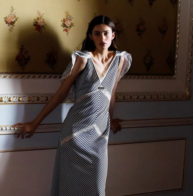 Betsy Gaghan featured in  the Miu Miu advertisement for Pre-Fall 2025