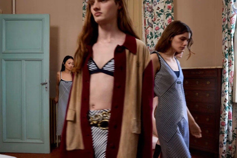 Betsy Gaghan featured in  the Miu Miu advertisement for Pre-Fall 2025