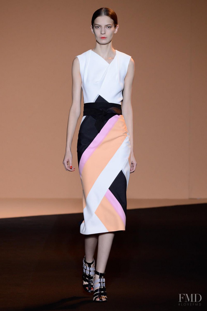 Dasha Denisenko featured in  the Roland Mouret fashion show for Spring/Summer 2015