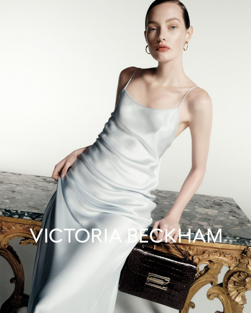 Clara Denison featured in  the Victoria Beckham occasionwear 2025 advertisement for Spring/Summer 2025