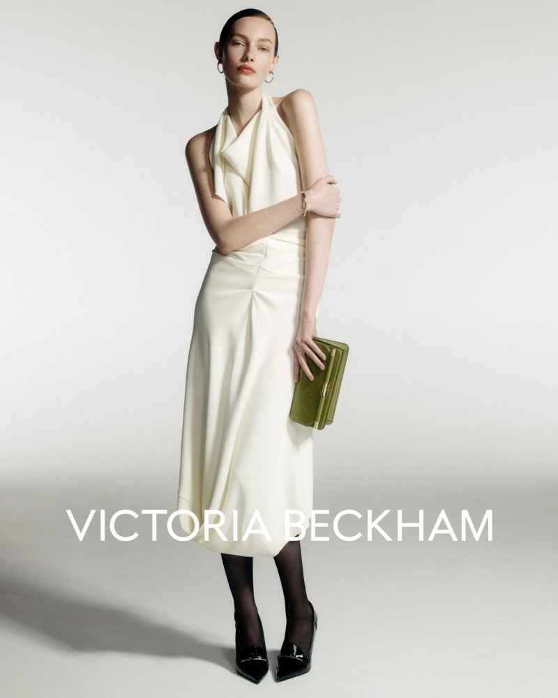 Clara Denison featured in  the Victoria Beckham occasionwear 2025 advertisement for Spring/Summer 2025