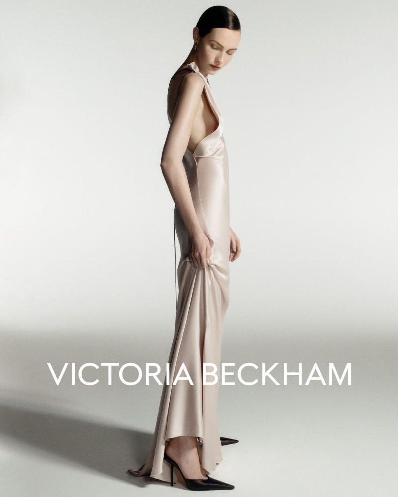 Clara Denison featured in  the Victoria Beckham occasionwear 2025 advertisement for Spring/Summer 2025