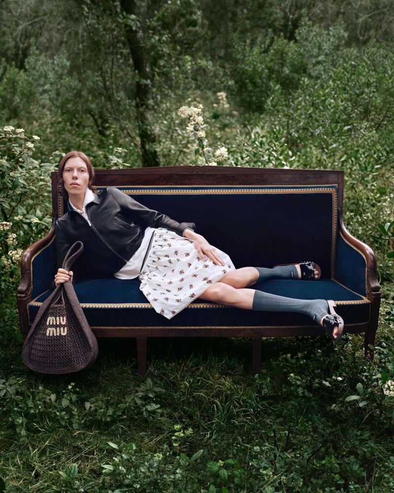 Yura Romaniuk featured in  the Miu Miu lt 2025 advertisement for Spring/Summer 2025