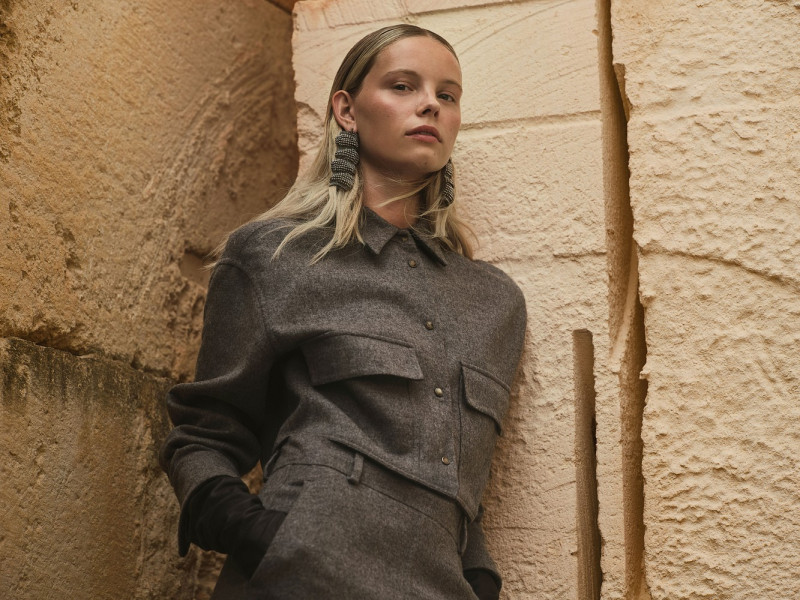 Tara Halliwell featured in  the Brunello Cucinelli advertisement for Autumn/Winter 2024