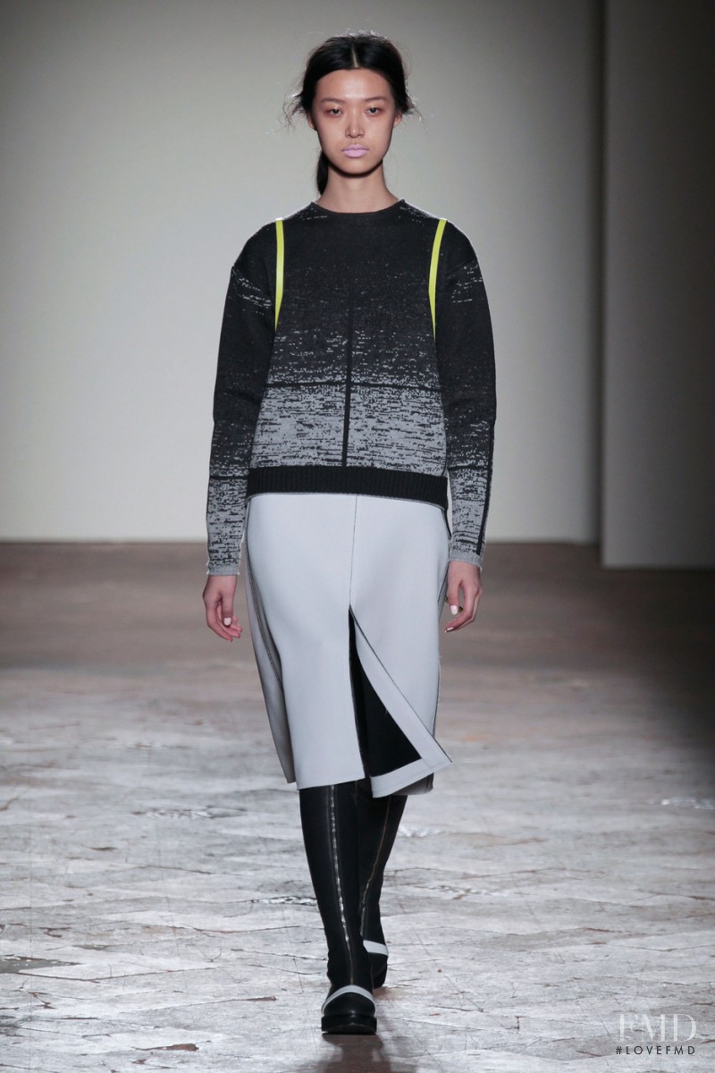 Tian Yi featured in  the Gabriele Colangelo fashion show for Autumn/Winter 2014