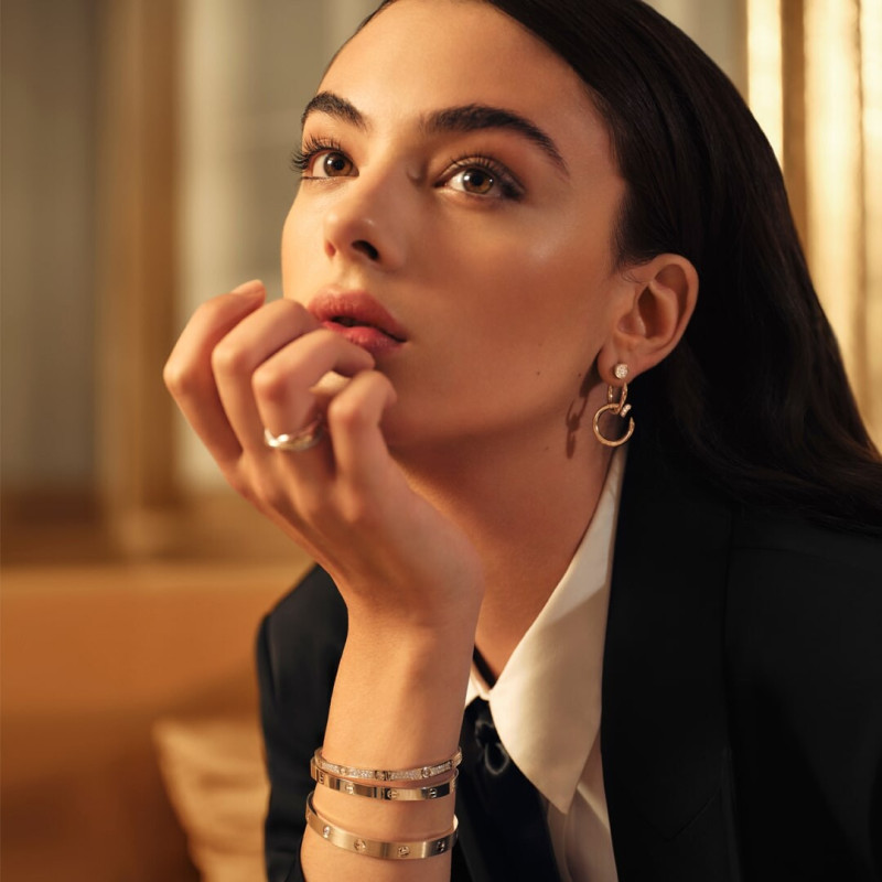 Deva Cassel featured in  the Cartier advertisement for Holiday 2024