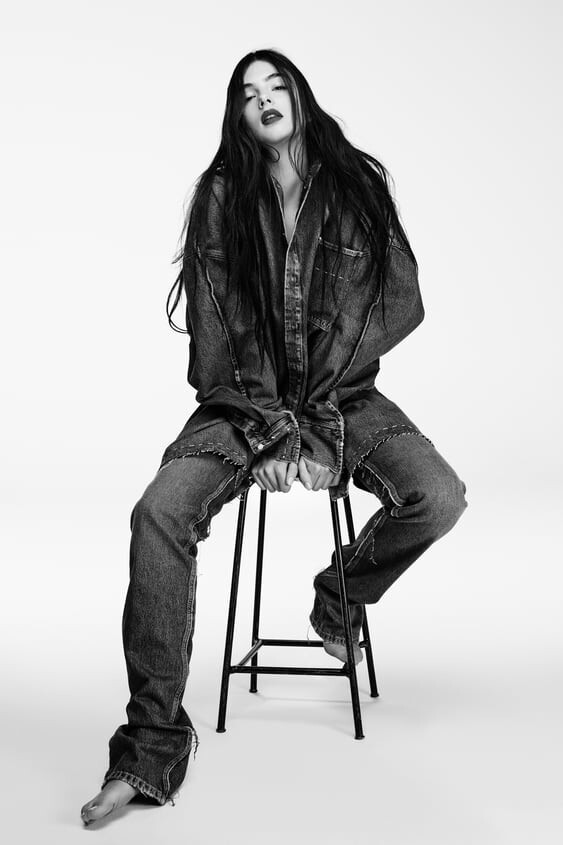 Deva Cassel featured in  the Zara TRF advertisement for Winter 2023
