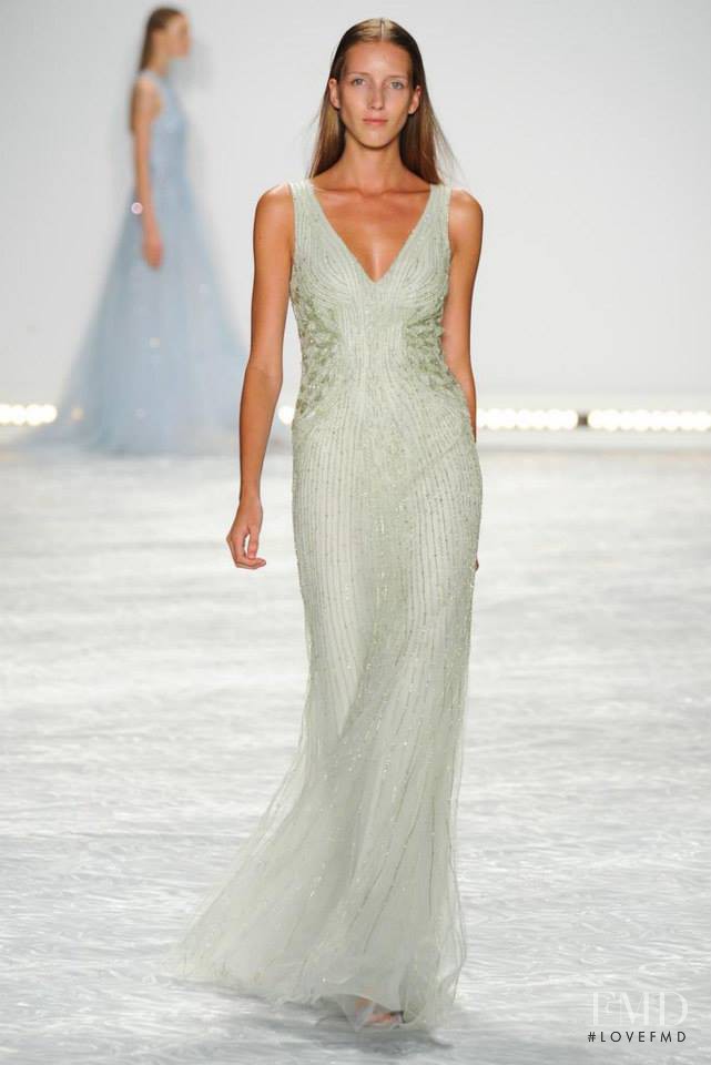 Iris Egbers featured in  the Monique Lhuillier fashion show for Spring/Summer 2015