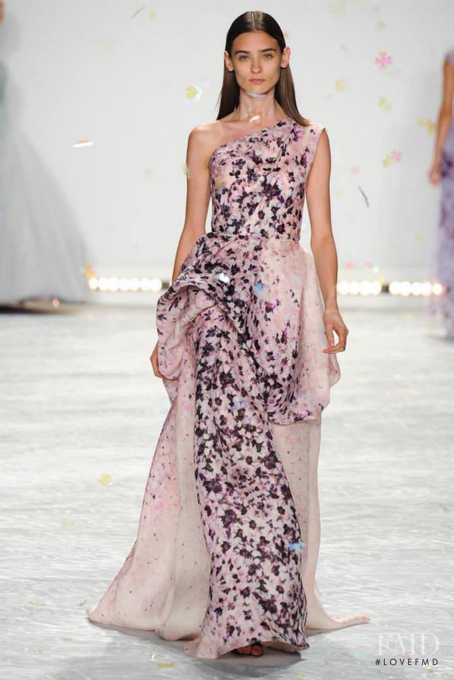 Carolina Thaler featured in  the Monique Lhuillier fashion show for Spring/Summer 2015