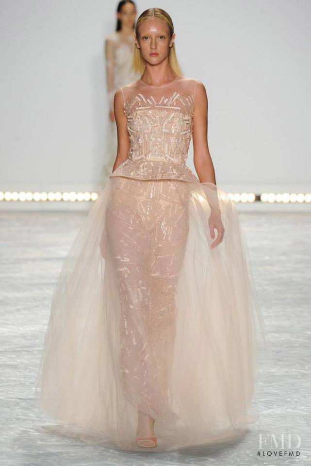 Frances Coombe featured in  the Monique Lhuillier fashion show for Spring/Summer 2015