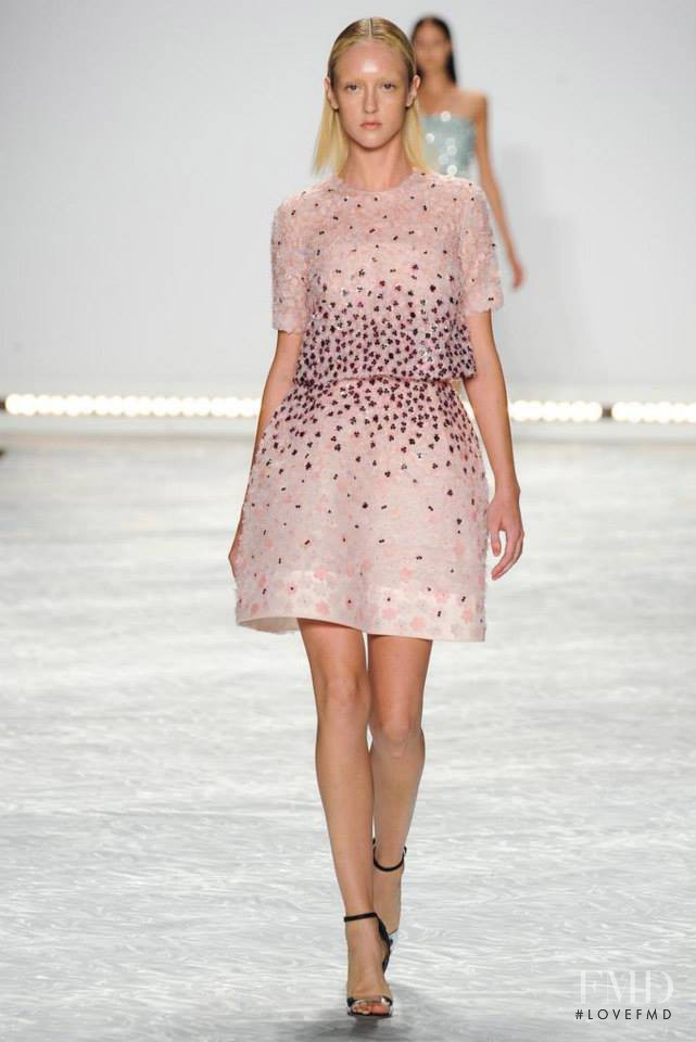 Frances Coombe featured in  the Monique Lhuillier fashion show for Spring/Summer 2015