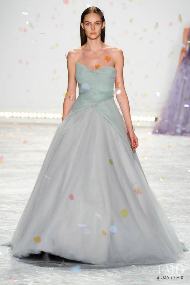 Auguste Abeliunaite featured in  the Monique Lhuillier fashion show for Spring/Summer 2015