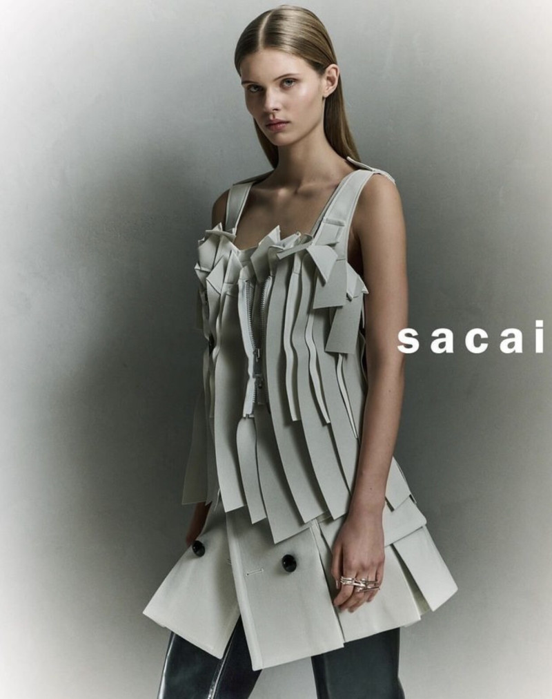 Ida Heiner featured in  the Sacai advertisement for Autumn/Winter 2024