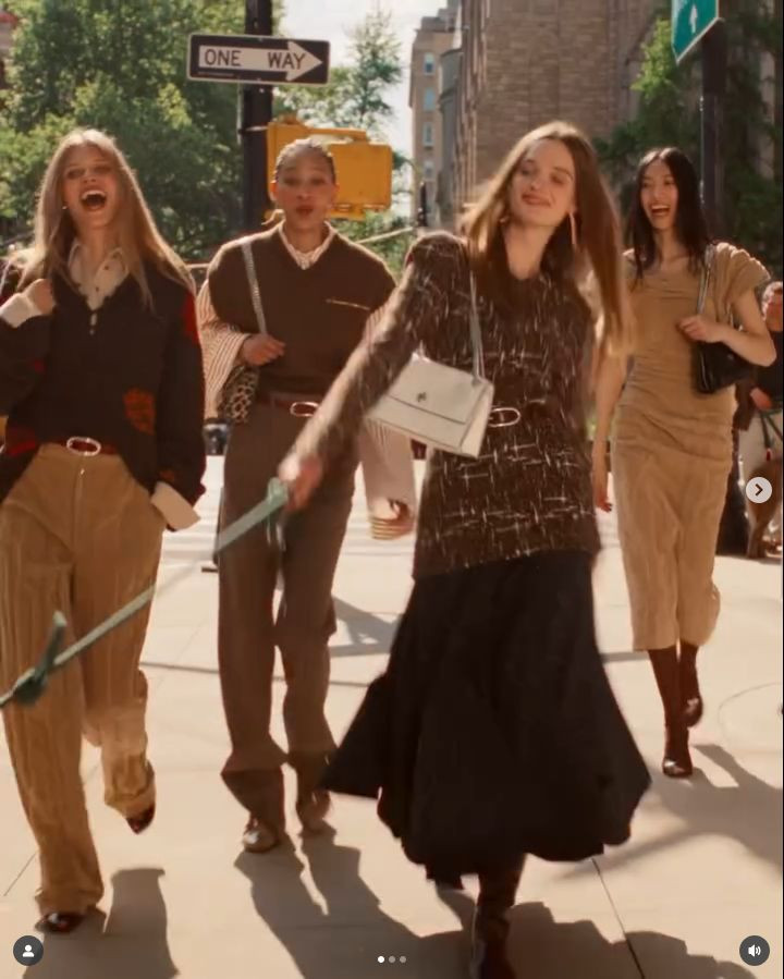Ida Heiner featured in  the Tory Burch advertisement for Autumn/Winter 2025