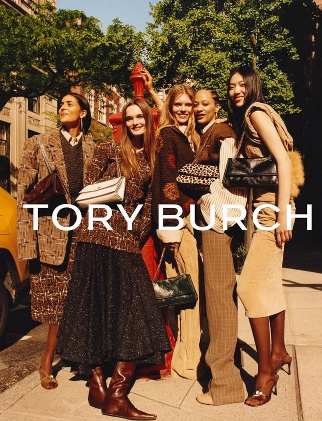 Ida Heiner featured in  the Tory Burch advertisement for Autumn/Winter 2025