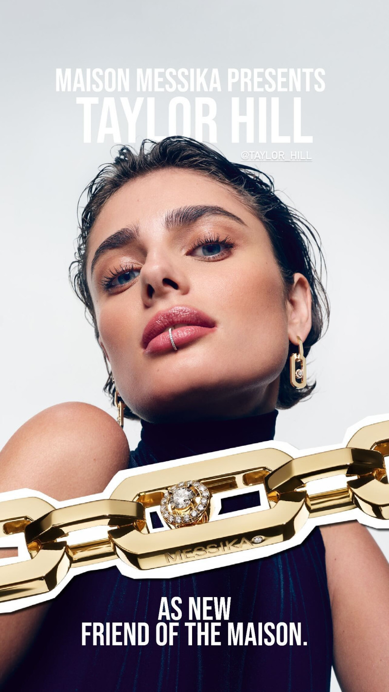 Taylor Hill featured in  the Messika advertisement for Autumn/Winter 2024