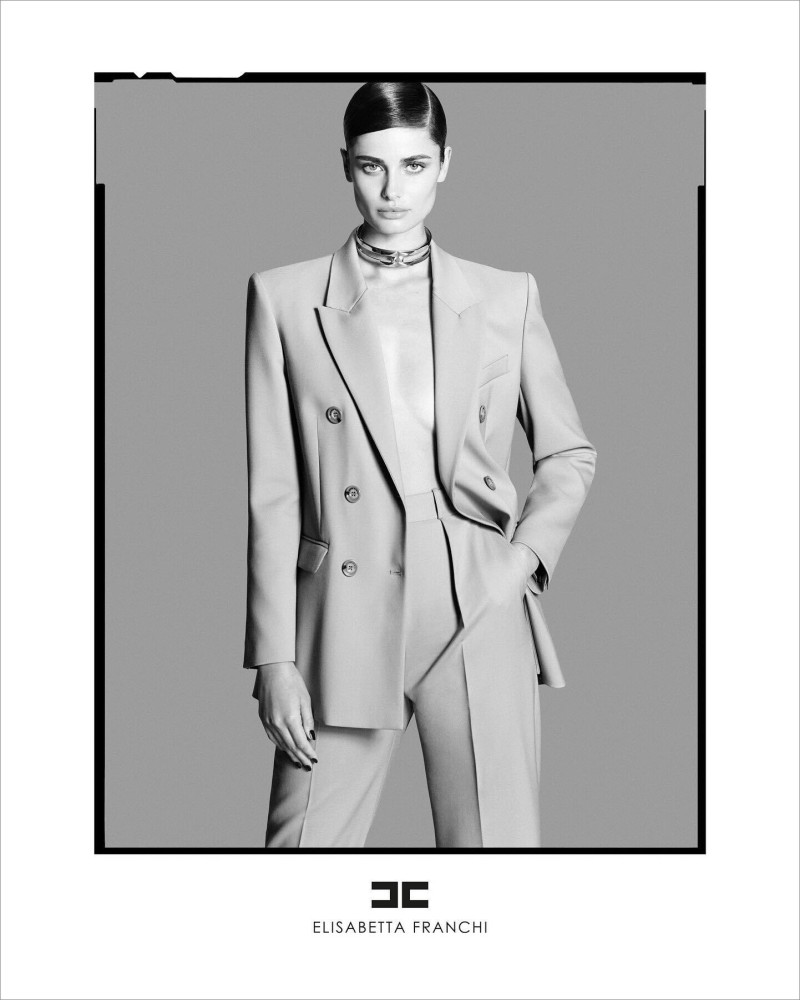 Taylor Hill featured in  the Elisabetta Franchi advertisement for Autumn/Winter 2024
