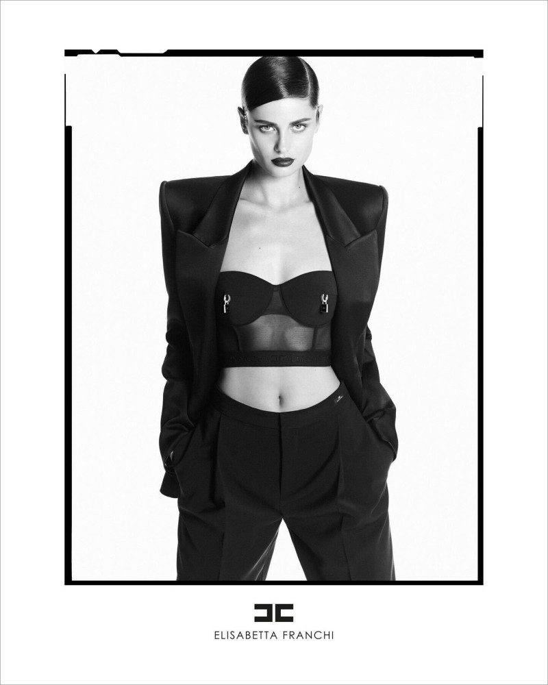 Taylor Hill featured in  the Elisabetta Franchi advertisement for Autumn/Winter 2024