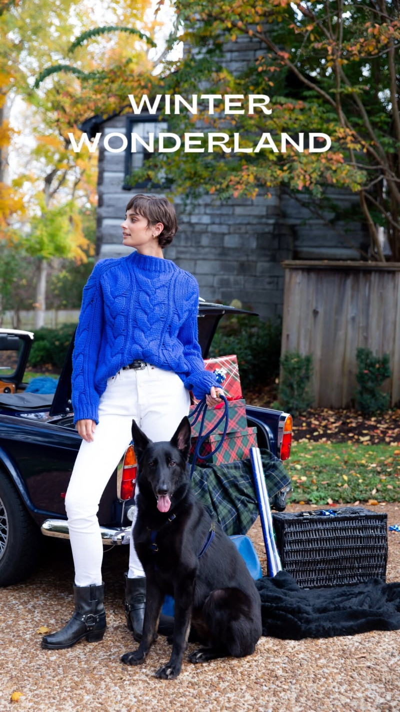 Taylor Hill featured in  the Tate & Taylor advertisement for Holiday 2024