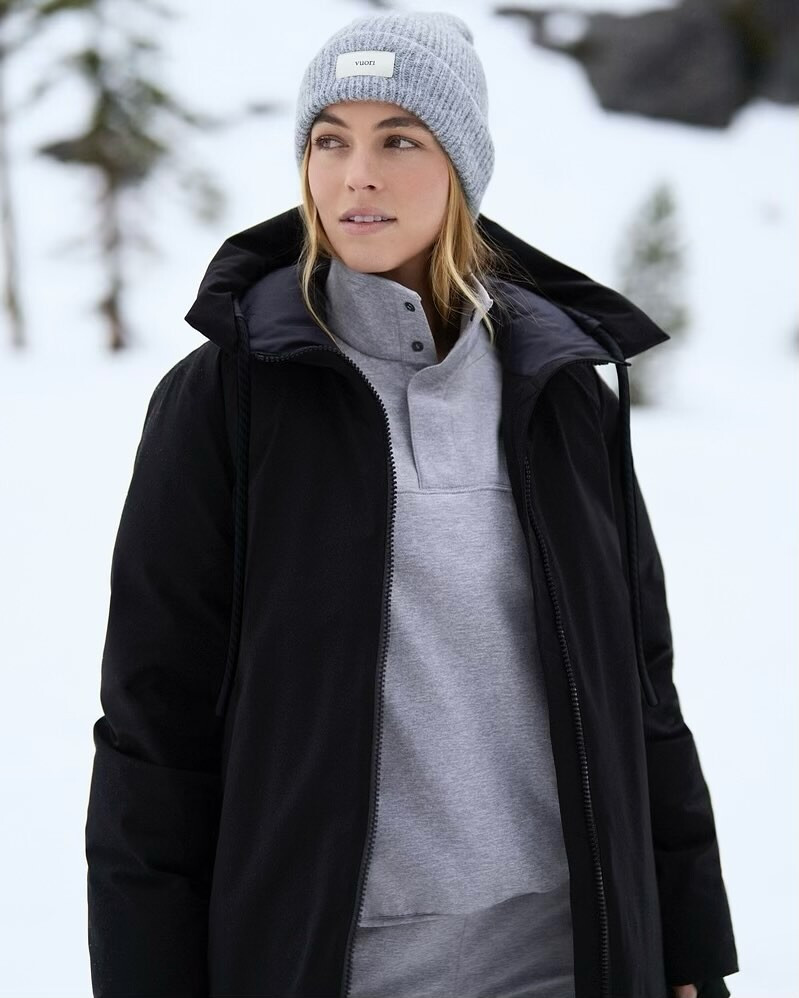 Caroline Kelley featured in  the vuori catalogue for Holiday 2024